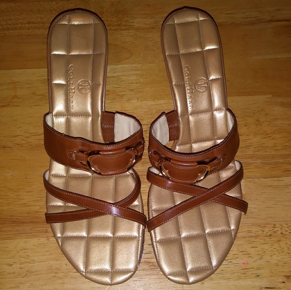 Cole Haan Brown Leather Slide In Wedge - Picture 2 of 6
